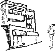 ほおずきの会事務所の外観を手書きで描いたイラスト